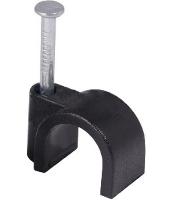 Скоба круглая с гвоздем Экопласт 5.3х4, черная, 50 шт.