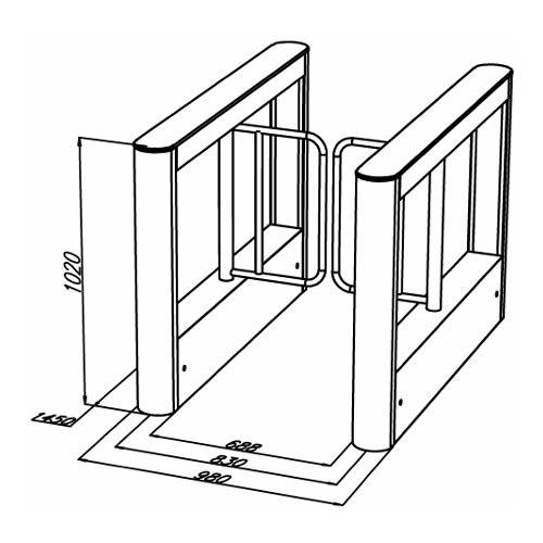 Турникет с распашными створками ОМА-84.687 (AA) из нержавеющей стали и стекла