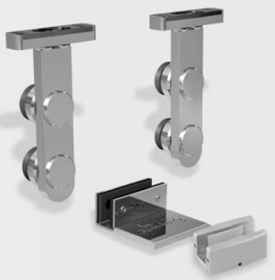 Комплект 1-створчатой раздвижной двери с приводом dormakaba CS 80 Magneo 875мм, стеклянная дверь/ точечные крепления MANET