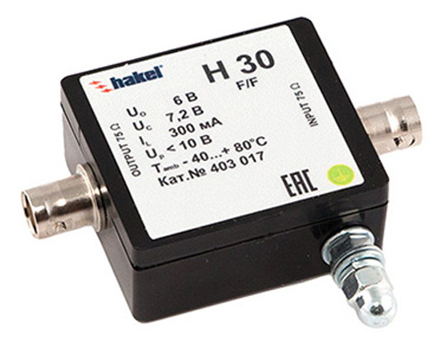 УЗИП Hakel H30 6В, 75Ом, BNC (F/F) для защиты систем видеонаблюдения по одной коаксиальной линии