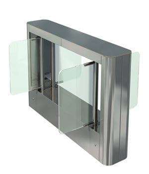 Центральная стойка турникета с распашными створками ОМА-86.687 (AW) из нержавеющей стали и стекла