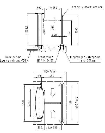 Двухштанговый тумбовый турникет Gotschlich Calypso OpenGate