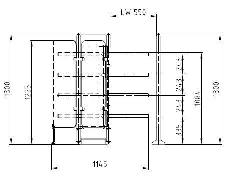 Роторный четырехлопастной полуростовой турникет Gotschlich Vario 1300 E-90