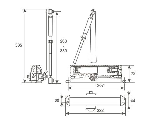 Дверной доводчик Нора-М 4S морозостойкий