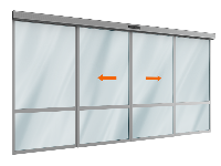 Автоматическая раздвижная дверь Doorhan (две подвижных и неподвижных лайтстворки) для привода AD-SP