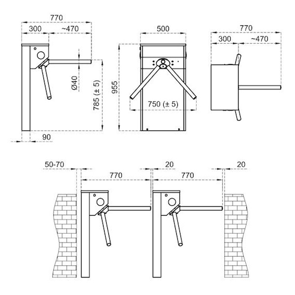 Турникет-трипод моторизованный Came Stile 500 (с планками) (PSMM500E-01)