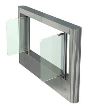 Боковая стойка турникета с распашными створками ОМА-86.687 (АV) из нержавеющей стали и стекла