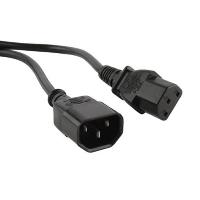 Кабель питания Hyperline PWC-IEC13-IEC14-3.0-BK монитор-компьютер, 10A, прямая вилка, 3м
