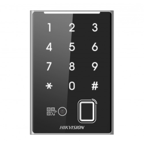 Считыватель HikVision DS-K1109DKFB-QR отпечатков пальца и Mifare карт, QR-кодов, с поддержкой Bluetooth и клавиатурой