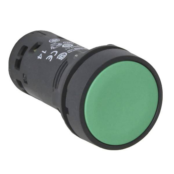 Кнопка Schneider Electric XB7NA35 c возвратом НО+НЗ 22 мм зеленая