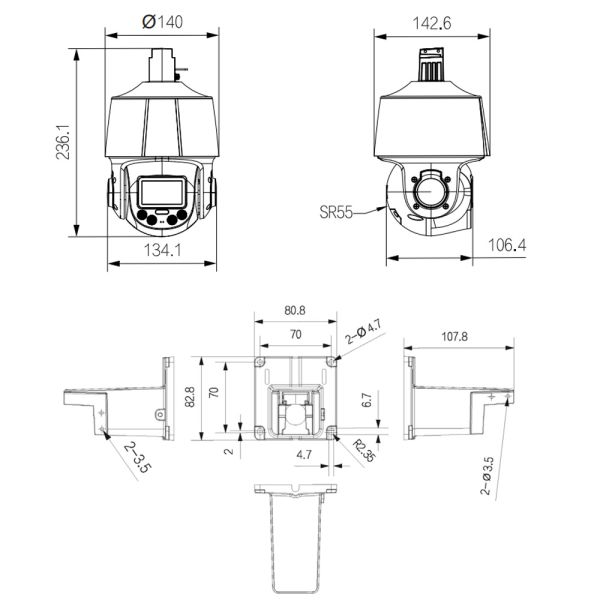 Скоростная PTZ видеокамера 2Мп TiOC Dahua DH-SD3E205DB-GNY-A-PV1 с активным сдерживанием и ИИ