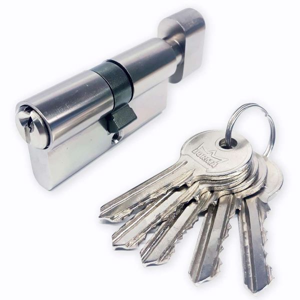 Евроцилиндр dormakaba CBF-1, ключ-вертушка, никель, 5 ключей