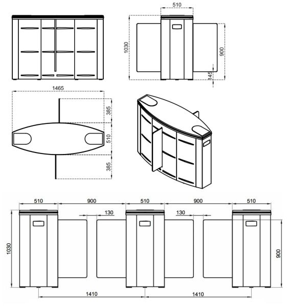 Турникет раздвижной двухпроходной Came Sliding Gate SG90, 900 мм, створки 900 мм (SG90S-DBL)