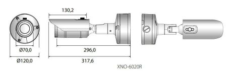 Антивандальная сетевая IP-видеокамера 2Мп Wisenet XNO-6020R (4мм)