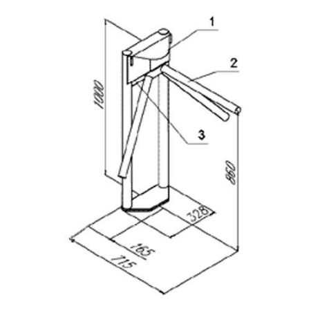 Турникет-трипод ОМА-26.5 (66.AB) из нерж. стали со станд. планками