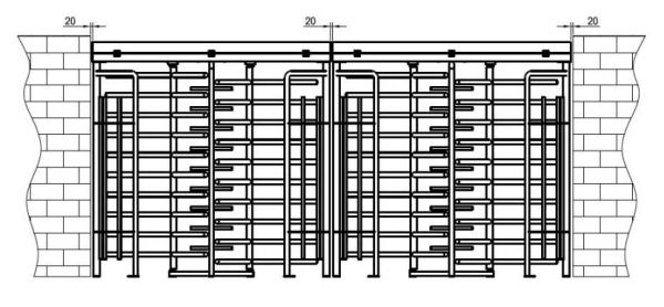 Турникет полноростовой двухпроходной Came Guardian Eco Line 300 PSGD3E, уличный из окрашенной стали