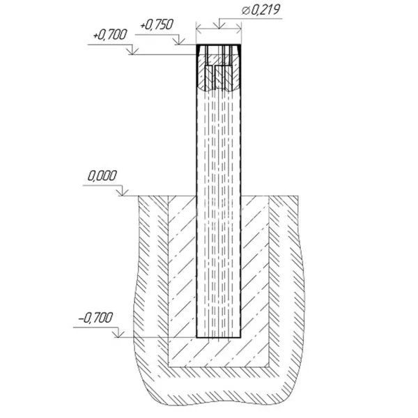 Противотаранный боллард ЦеСИС ДАБР.425729.083 cтационарный, 754 мм