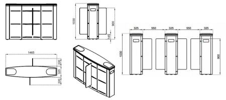 Турникет раздвижной двухпроходной Came Sliding Gate SG55, 550 мм, створки 900 мм (SG55S-DBL)