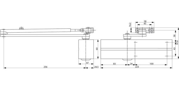 Дверной доводчик Abloy DC200 с рычажной тягой L190