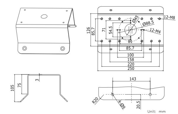 Кронштейн для видеокамер HikVision DS-1276ZJ на угол