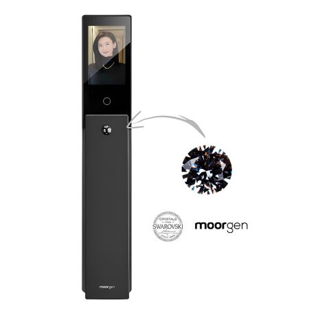 Электронный биометрический замок Moorgen T5+, 7-ми ригельный, кристаллы Сваровски, видеоглазок, Face-ID, Wi-Fi