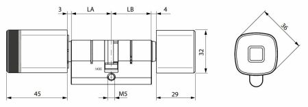 Электронный цилиндр dormakaba 1435 MID Europrofile, Mifare