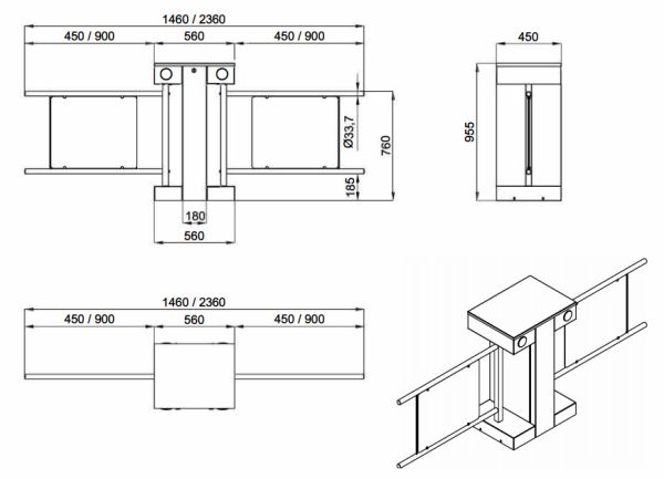Турникет-калитка двухпроходная моторизованная Came SALOON 705 для маломобильных граждан