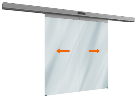 Автоматическая раздвижная дверь Doorhan (две подвижные цельностеклянные створки) для привода AD-SP