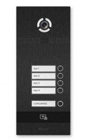 Вызывная панель на 4 абонента Bas-IP BI-04FB Black с идентификацией по смартфону и распознаванием лиц Вызывная панель на 4 абонента Bas-IP BI-04FB Black с идентификацией по смартфону и распознаванием лиц