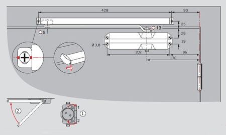 Скользящий канал для доводчиков dormakaba TS Profil, TS Compakt, TS 68, белый