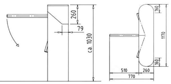 Турникет-трипод трехштанговый Kaba Kerberos TPB-C01, механизм Тип 2