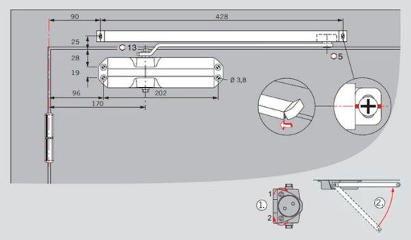 Скользящий канал для доводчиков dormakaba TS Profil, TS Compakt, TS 68, серый