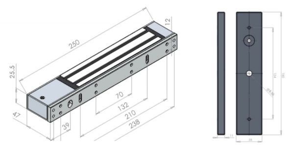 Электромагнитный замок ZKTeco LM-2805, 280 кг