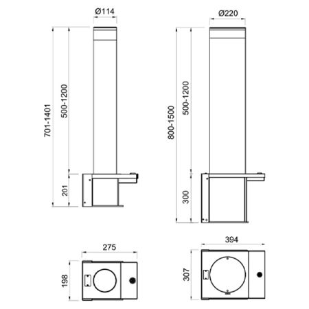 Блокиратор съемный Came TBD 114S900 RMB, диаметр 114 мм, высота 900 мм