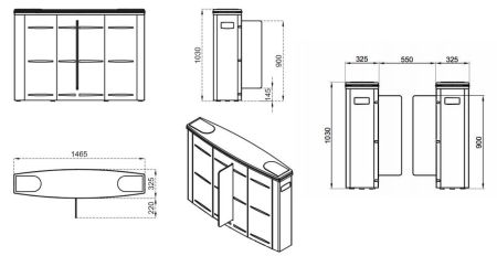 Боковой модуль раздвижного турникета Came Sliding Gate SG55, 550 мм, створка 900 мм (SG55SS)