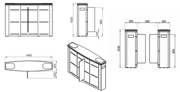 Боковой модуль раздвижного турникета Came Sliding Gate SG55, 550 мм, створка 900 мм (SG55SS)