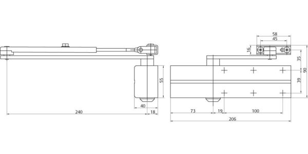 Дверной доводчик Abloy DC140 с рычажной тягой EN2/3/4/5