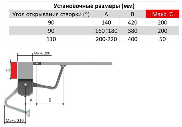 Рычажный самоблокирующийся привод Came FA70230 с шарнирным рычагом передачи