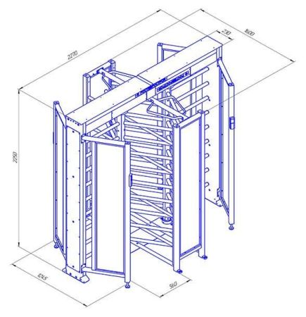 Турникет полноростовой двухпроходной Ростов-Дон ПР2С/3М2 с ограждением из закаленного стекла