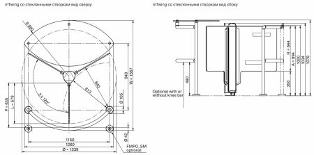 Ограждение с держателем под стекло Magnetic GBTF113 для роторных турникетов mTwing, с планкой Ограждение с держателем под стекло Magnetic GBTF113 для роторных турникетов mTwing, с планкой