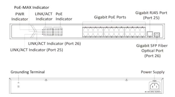 Неуправляемый 24-портовый PoE коммутатор HikVision DS-3E0526P-E