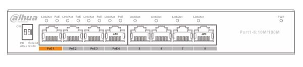 Неуправляемый 8-портовый PoE коммутатор Dahua DH-PFS3008-8ET-60