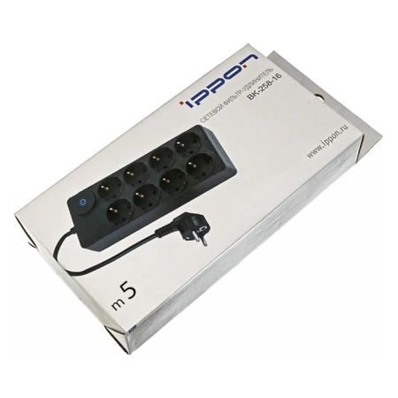 Сетевой фильтр Ippon BK258-16, 5м, черный