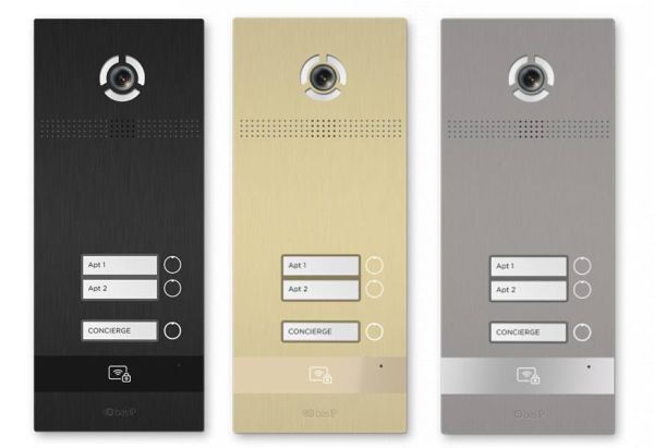 Вызывная панель на 2 абонента Bas-IP BI-02FB Gold с идентификацией по смартфону и распознаванием лиц