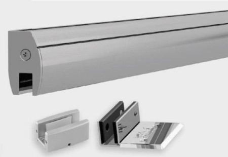 Комплект 1-створчатой раздвижной двери с приводом dormakaba CS 80 Magneo 875мм, стеклянная дверь/ зажимная шина