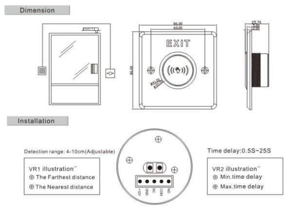Бесконтактная кнопка выхода HikVision DS-K7P03