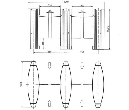 Боковой модуль распашного турникета Gotschlich Selection DF (550 мм, высота 1052 мм) (6SEL1EC-M/S)
