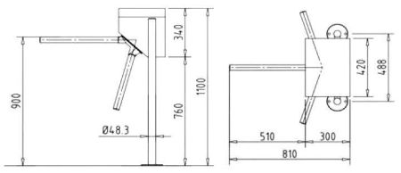 Турникет-трипод трехштанговый dormakaba Kerberos TPB-S03, механизм Тип 2