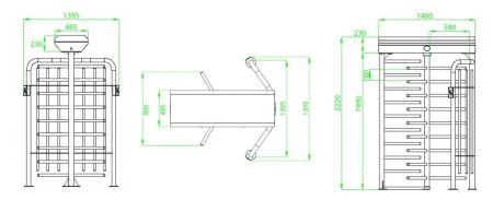 Турникет полноростовой ZKTeco FHT2300 3-х лопастной (120°), без считывателей