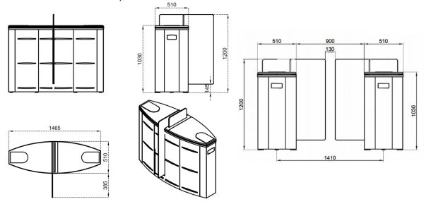 Турникет раздвижной двухпроходной Came Sliding Gate SG90, 900 мм, створки 1200 мм (SG90M-DBL)